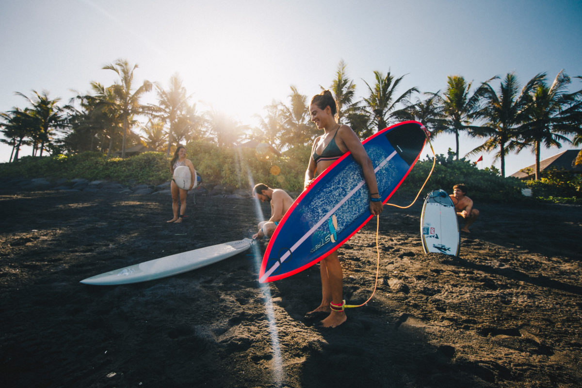 Claudia Goncalves getting ready to surf