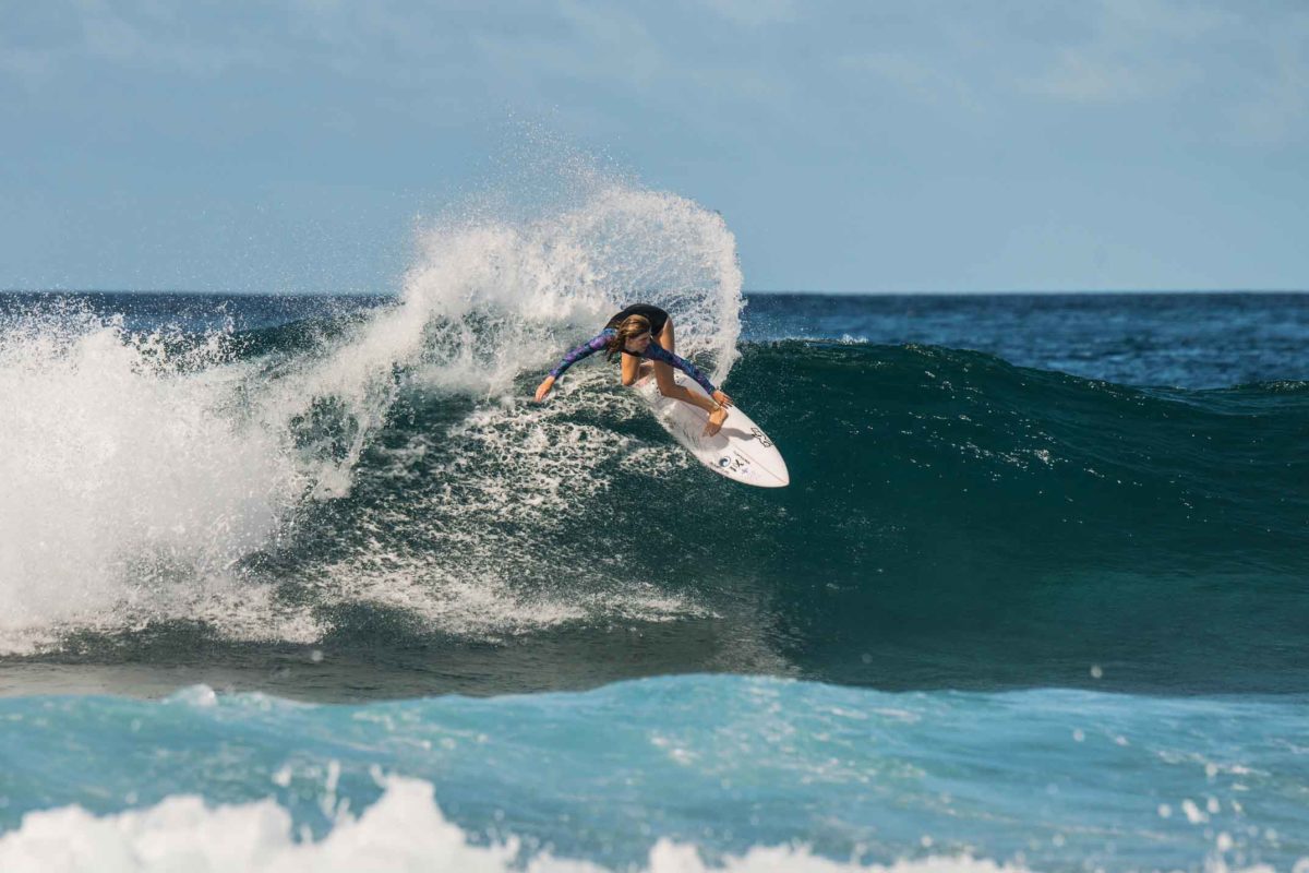 Lilly von Treuenfels surfing in the Maldives